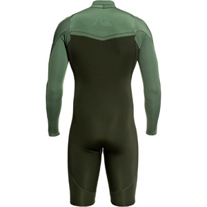Quiksilver 2021 Highline Limited 2mm Chest Zip Shorty Wetsuit Eqyw403012 - Ivy / Olive
